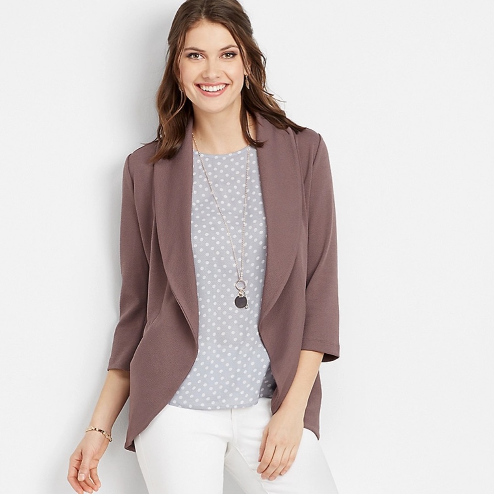 Maurices Open Front 3 Quarter Sleeve Lightweight Pocket Blazer Womens Medium